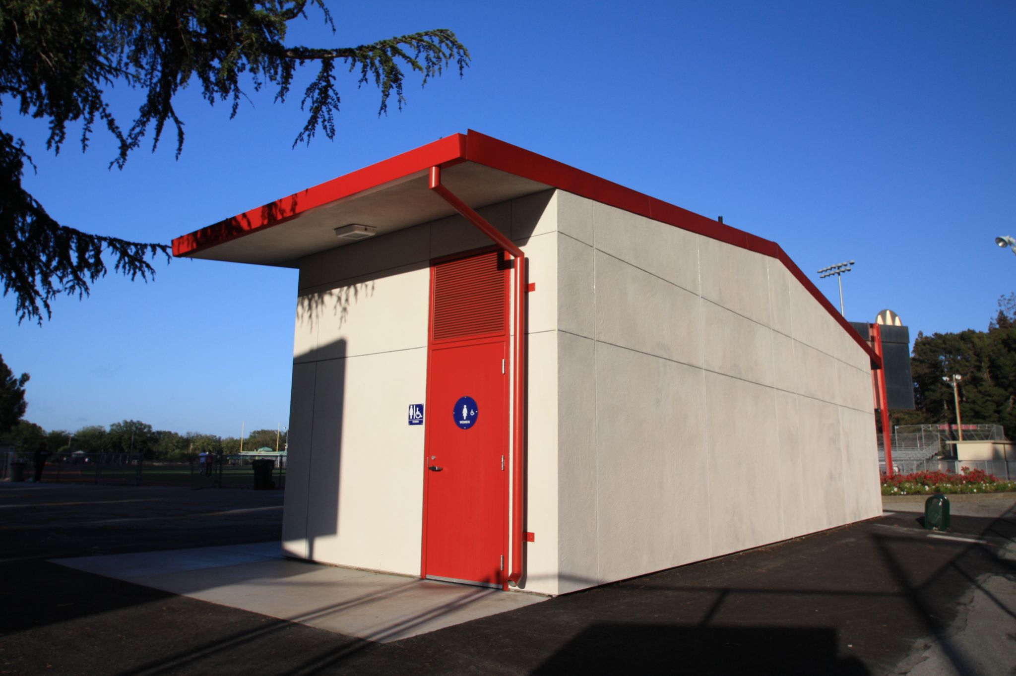 Exterior of San Mateo Union High School Modular Restrooms
