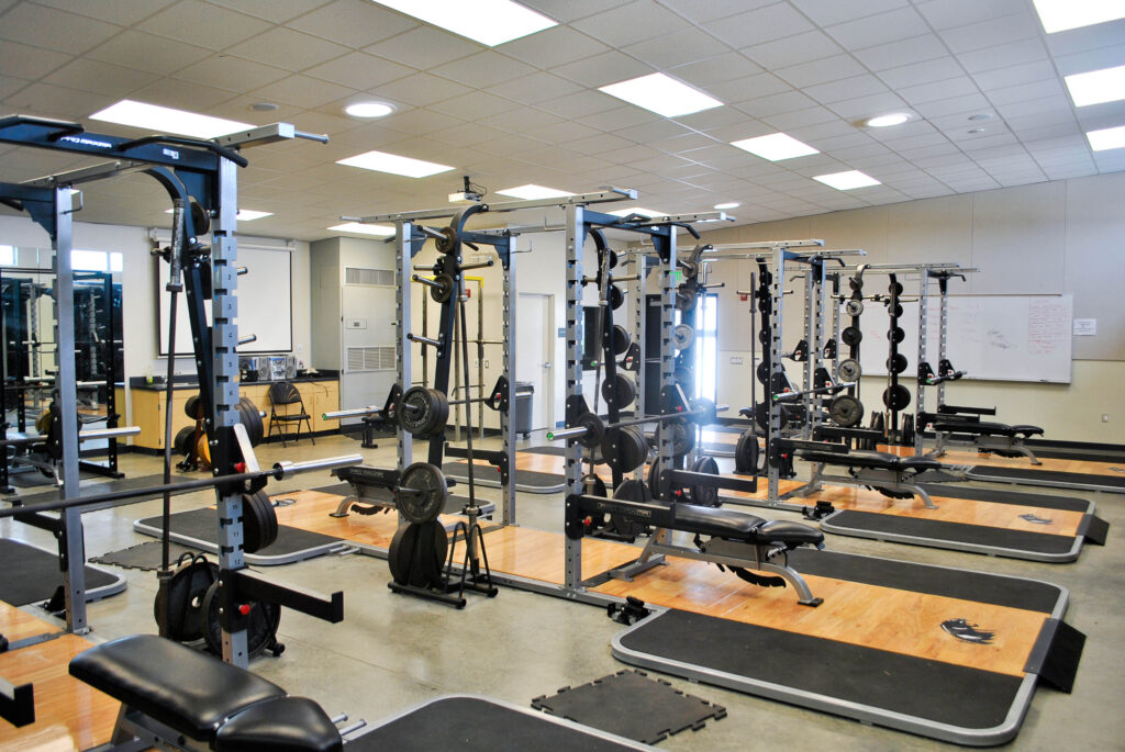 Modern weight room at Antioch High School.