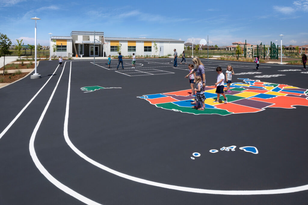 Outdoor learning and play area at Spring Lake Elementary School, designed for student engagement and interactive learning.